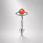 ASTM F136 Titanium Planet Opal Eyebrow Ring, 16G Curved Barbell, Saturn Orbit Cone Spike Brow Piercing Jewelry, Celestial Rook Labret