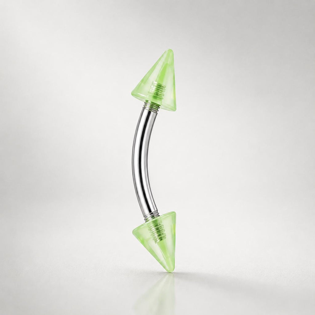 ASTM F136 Titanium Acrylic Spike Eyebrow Ring, 16G Curved Barbell, Colorful Cone Brow Piercing Jewelry, Y2K Rook Labret