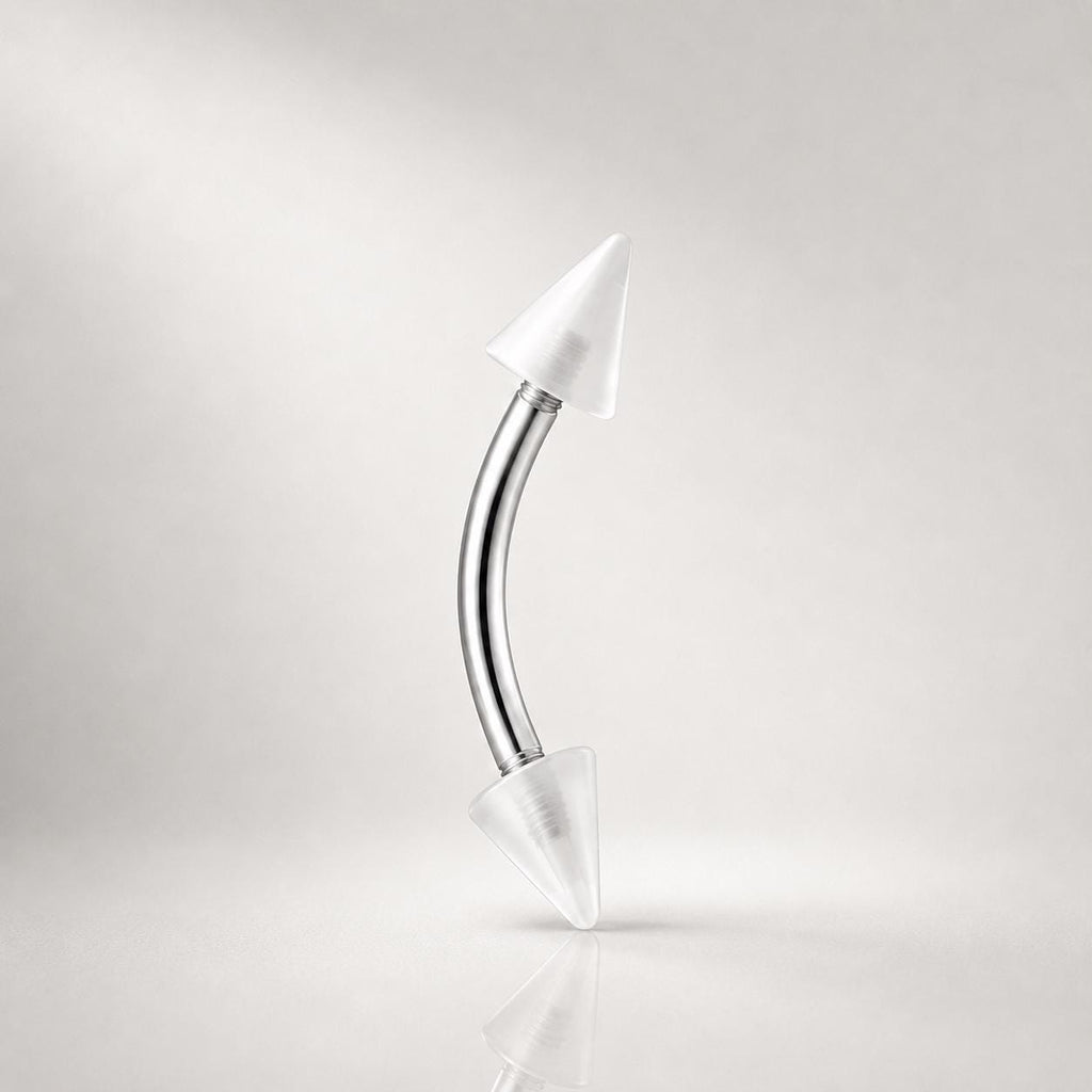 ASTM F136 Titanium Acrylic Spike Eyebrow Ring, 16G Curved Barbell, Colorful Cone Brow Piercing Jewelry, Y2K Rook Labret