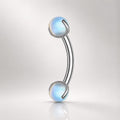 ASTM F136 Titanium Moonstone Eyebrow Ring, 16G Curved Barbell, Opal Ball Brow Piercing Jewelry, Rook Vertical Labret