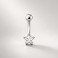 ASTM F136 Titanium Star Eyebrow Ring, 16G Curved Barbell, CZ Star Brow Piercing Jewelry, Pink Clear Blue Rook Vertical Labret