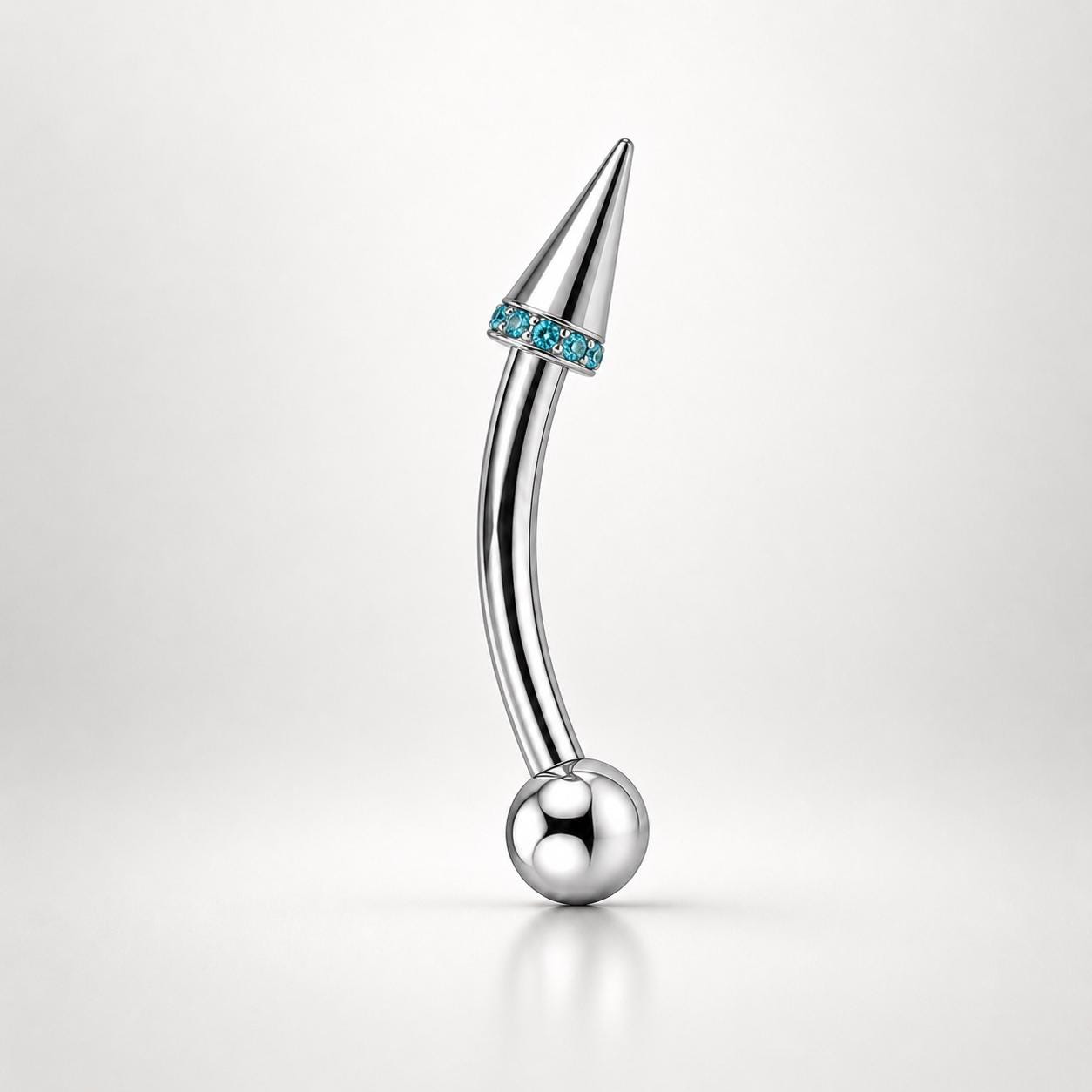 ASTM F136 Titanium Spike Eyebrow Ring, 16G Curved Barbell, CZ Paved Cone Brow Piercing Jewelry, Rook Vertical Labret