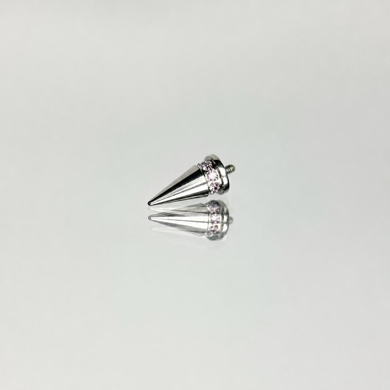 ASTM F136 Titanium Spike Eyebrow Ring, 16G Curved Barbell, CZ Paved Cone Brow Piercing Jewelry, Rook Vertical Labret