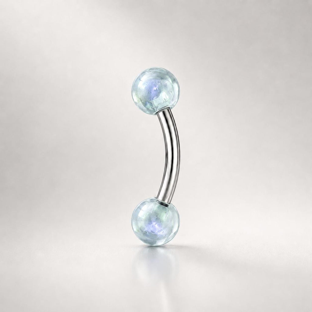 ASTM F136 Titanium Candy Color Eyebrow Ring, 16G Curved Barbell, Acrylic Ball Brow Piercing Jewelry, Rook Vertical Labret