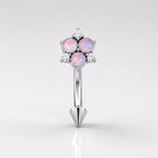 ASTM F136 Titanium Flower Eyebrow Ring, 16G Straight Barbell, Multi Color CZ Floral Brow Piercing Jewelry, Rook Helix Vertical Labret