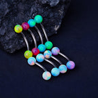 Titanium Eyebrow Piercing Jewelry ASTM F136 16G Curved Barbell | Multi Color Opal Ball Rook Helix Vertical Labret Jewelry | Hypoallergenic
