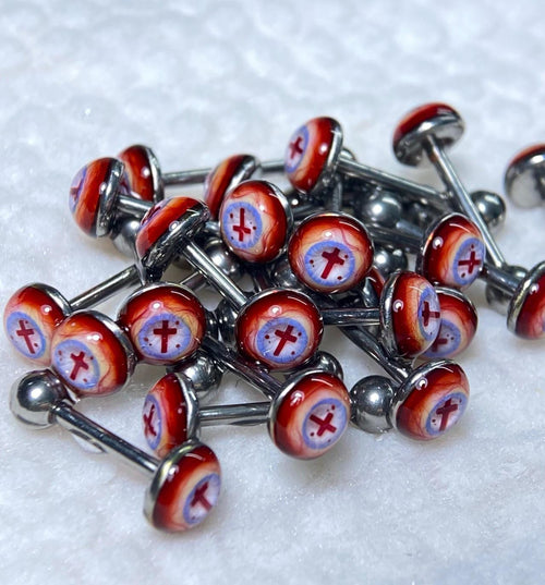 Cthulhu Eye - Blood Cross | Tongue Titanium Barbell
