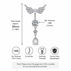 ASTM F136 Titanium Angel Wing Belly Button Ring｜14G Navel Piercing｜Dangle CZ Navel Ring｜Implant Grade Titanium Jewelry