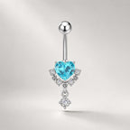 ASTM F136 Titanium Heart Belly Button Ring｜14G Navel Piercing｜Pink Heart CZ Dangle Belly Ring｜Implant Grade Hypoallergenic Body Jewelry