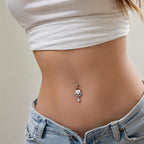 ASTM F136 Titanium Heart Belly Button Ring｜14G Navel Piercing｜Pink Heart CZ Dangle Belly Ring｜Implant Grade Hypoallergenic Body Jewelry