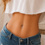 ASTM F136 Titanium Snake Belly Button Ring｜14G Navel Piercing｜Clear CZ Serpent Navel Ring｜Implant Grade Titanium Jewelry
