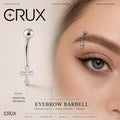 ASTM F136 Titanium Cross Eyebrow Ring, 16G Curved Barbell, Silver Cross Dangle Brow Piercing Jewelry, Gothic Rook Vertical Labret
