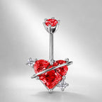 ASTM F136 Titanium Heart Belly Button Ring｜14G Navel Piercing｜CZ Planet Navel Ring｜Externally Threaded｜Gift for Her
