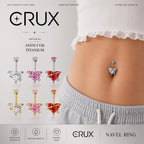 ASTM F136 Titanium Heart Belly Button Ring｜14G Navel Piercing｜CZ Planet Navel Ring｜Externally Threaded｜Gift for Her
