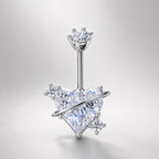 ASTM F136 Titanium Heart Belly Button Ring｜14G Navel Piercing｜CZ Planet Navel Ring｜Externally Threaded｜Gift for Her