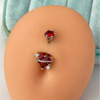 ASTM F136 Titanium Heart Belly Button Ring｜14G Navel Piercing｜CZ Planet Navel Ring｜Externally Threaded｜Gift for Her
