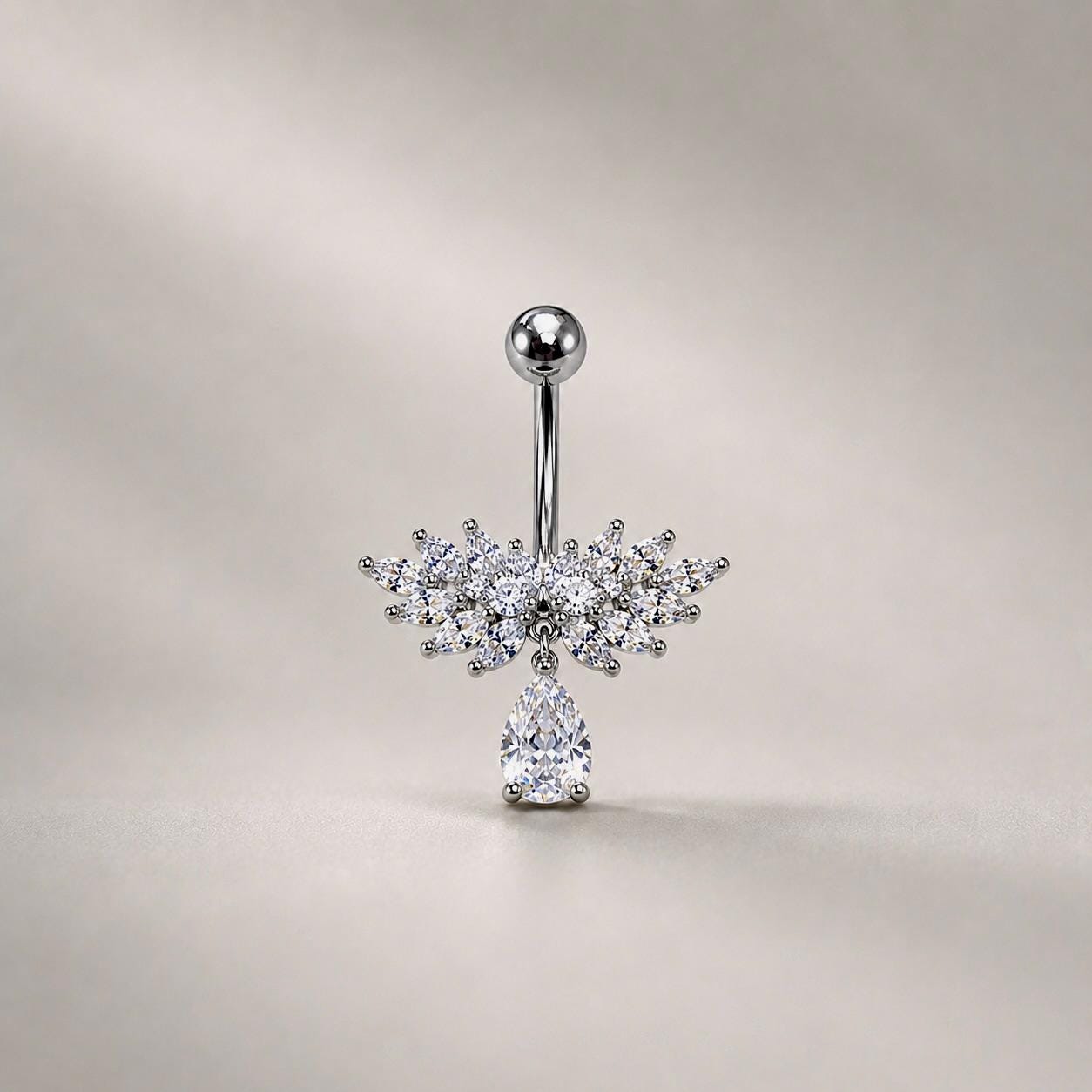 ASTM F136 Titanium CZ Butterfly Belly Ring｜14G Navel Piercing｜Sparkly Dangle Navel Jewelry｜Externally Threaded｜Fairycore Jewelry
