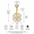 ASTM F136 Titanium Floral Belly Button Ring｜14G Navel Piercing｜CZ Crystal Flower Navel Jewelry｜Externally Threaded｜Gift for Her