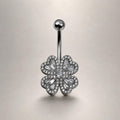 ASTM F136 Titanium Floral Belly Button Ring｜14G Navel Piercing｜CZ Crystal Flower Navel Jewelry｜Externally Threaded｜Gift for Her