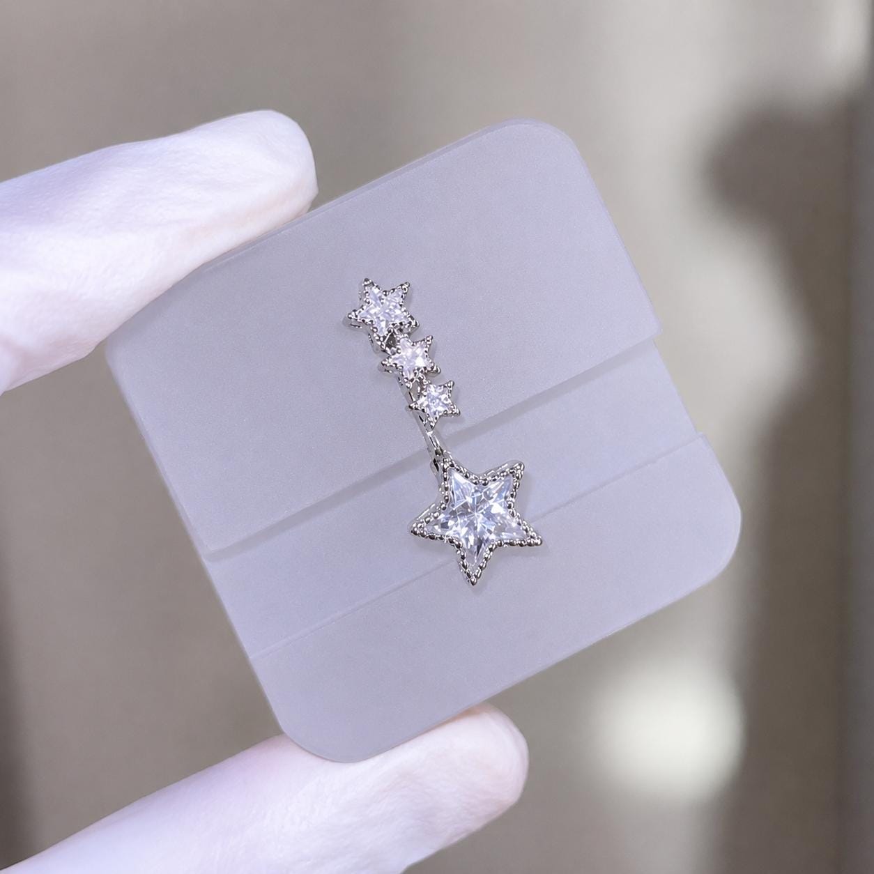 ASTM F136 Titanium Star Belly Button Ring｜14G Navel Piercing｜CZ Star Dangle Navel Ring｜Externally Threaded｜Y2K Jewelry