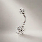 ASTM F136 Titanium Crystal Ball Belly Button Ring｜14G Navel Piercing｜CZ Pavé Ball Navel Ring｜Externally Threaded｜Y2K Jewelry