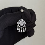 ASTM F136 Titanium Crown Belly Button Ring｜14G Navel Piercing｜CZ Chandelier Dangle Navel Ring｜Externally Threaded｜Gothic Jewelry