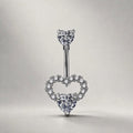 ASTM F136 Titanium Heart Belly Button Ring｜14G Anti-Gravity Navel Ring｜CZ Double Heart Navel Ring｜Gift For Her