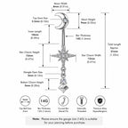 ASTM F136 Titanium Moon Star Belly Button Ring｜14G Navel Piercing｜CZ Celestial Dangle Navel Ring｜Externally Threaded｜Gothic Jewelry