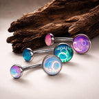 Moonstone Belly Button Ring｜F136 Titanium Navel Piercing｜Internally Threaded Belly Jewelry｜Rainbow Moonstone Navel Ring｜Y2K Body Jewelry