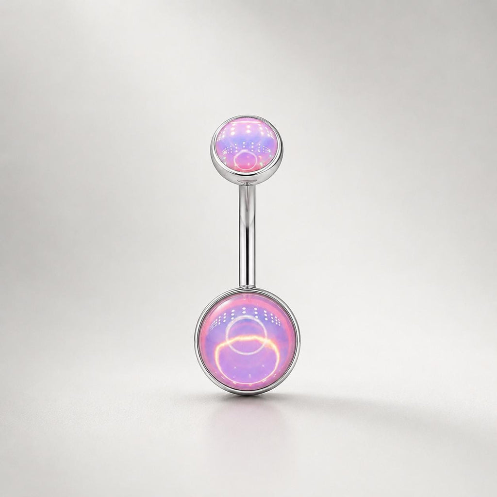 Moonstone Belly Button Ring｜F136 Titanium Navel Piercing｜Internally Threaded Belly Jewelry｜Rainbow Moonstone Navel Ring｜Y2K Body Jewelry