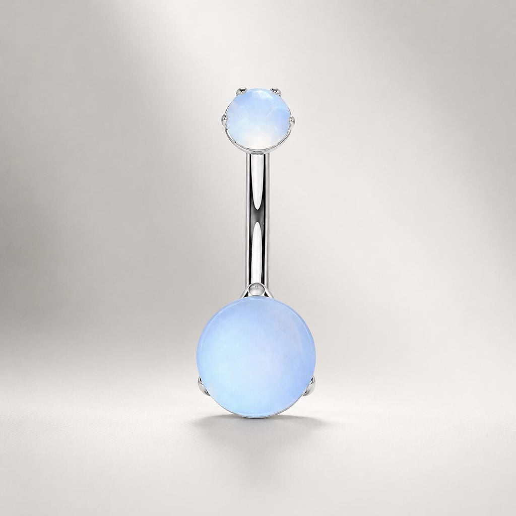 Anti Gravity Belly Button Ring｜F136 Titanium Navel Piercing｜Blue Opal Cat Eye Belly Jewelry｜Internally Threaded Navel Ring｜Y2K Body Jewelry