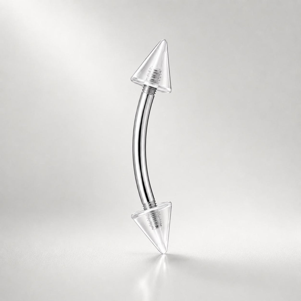 ASTM F136 Titanium Acrylic Spike Eyebrow Ring, 16G Curved Barbell, Colorful Cone Brow Piercing Jewelry, Y2K Rook Labret