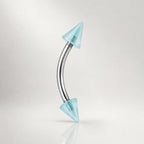 ASTM F136 Titanium Acrylic Spike Eyebrow Ring, 16G Curved Barbell, Colorful Cone Brow Piercing Jewelry, Y2K Rook Labret