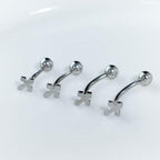 ASTM F136 Titanium Cross Eyebrow Ring, 16G Curved Barbell, Silver Cross Dangle Brow Piercing Jewelry, Gothic Rook Vertical Labret