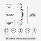 ASTM F136 Titanium Moonstone Eyebrow Ring, 16G Curved Barbell, Opal Ball Brow Piercing Jewelry, Rook Vertical Labret
