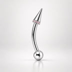 ASTM F136 Titanium Spike Eyebrow Ring, 16G Curved Barbell, CZ Paved Cone Brow Piercing Jewelry, Rook Vertical Labret