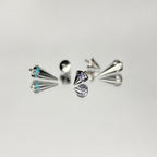 ASTM F136 Titanium Spike Eyebrow Ring, 16G Curved Barbell, CZ Paved Cone Brow Piercing Jewelry, Rook Vertical Labret