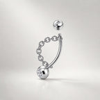 ASTM F136 Titanium Chain Eyebrow Ring, 16G Curved Barbell, Silver Ball Chain Brow Piercing Jewelry, Punk Rook Vertical Labret