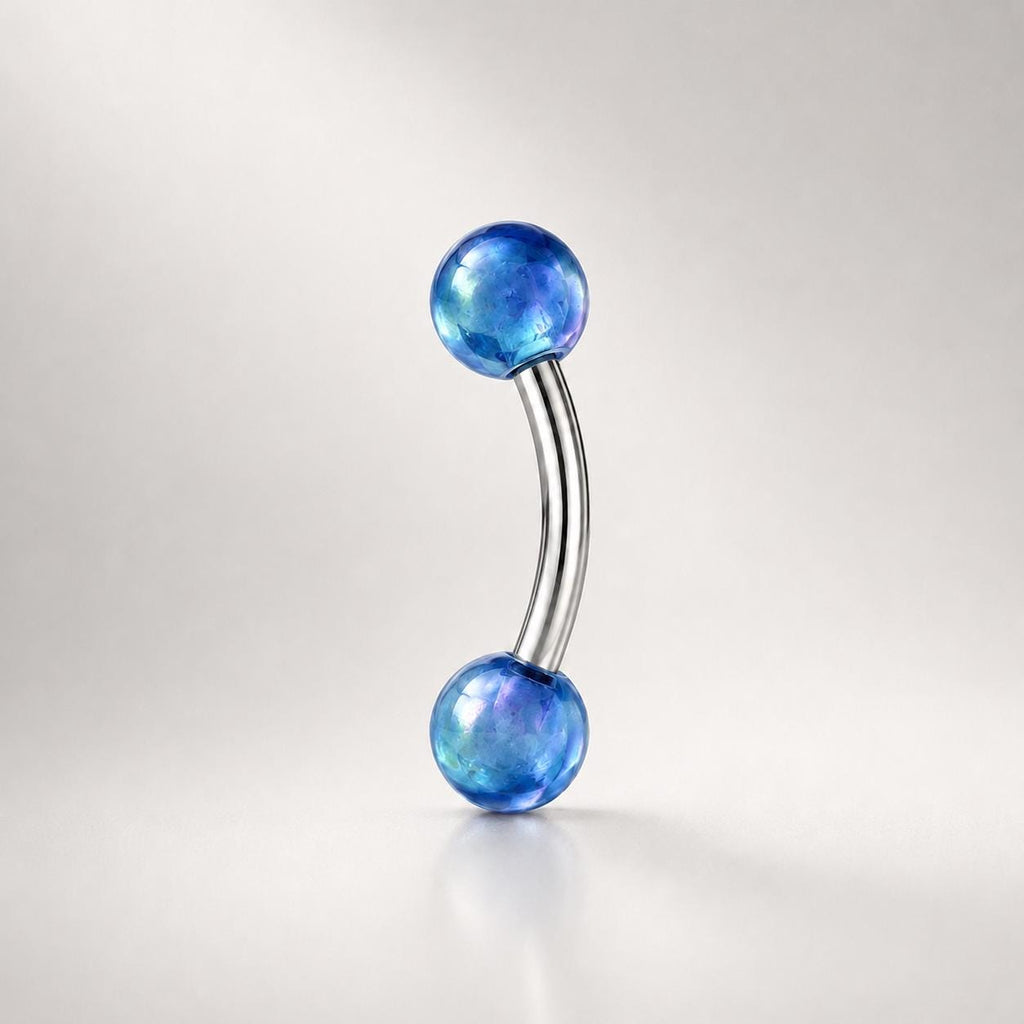 ASTM F136 Titanium Candy Color Eyebrow Ring, 16G Curved Barbell, Acrylic Ball Brow Piercing Jewelry, Rook Vertical Labret
