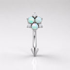 ASTM F136 Titanium Flower Eyebrow Ring, 16G Straight Barbell, Multi Color CZ Floral Brow Piercing Jewelry, Rook Helix Vertical Labret