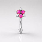 ASTM F136 Titanium Flower Eyebrow Ring, 16G Straight Barbell, Multi Color CZ Floral Brow Piercing Jewelry, Rook Helix Vertical Labret