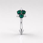 ASTM F136 Titanium Flower Eyebrow Ring, 16G Straight Barbell, Multi Color CZ Floral Brow Piercing Jewelry, Rook Helix Vertical Labret