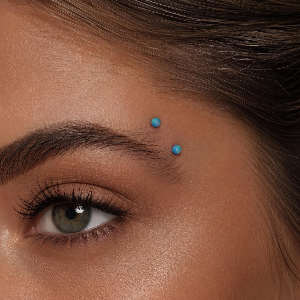 Titanium Eyebrow Piercing Jewelry ASTM F136 16G Curved Barbell | Multi Color Opal Ball Rook Helix Vertical Labret Jewelry | Hypoallergenic