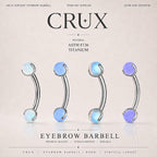 ASTM F136 Titanium Moonstone Eyebrow Ring, 16G Curved Barbell, Opal Ball Brow Piercing Jewelry, Rook Vertical Labret