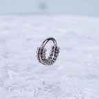 ASTM F136 Titanium Double Hoop Beaded Septum Ring｜16G Hinged Clicker｜Stacked Bead Daith Jewelry｜Hypoallergenic｜Helix Conch Rook Cartilage - Image 6