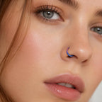 ASTM F136 Titanium Faceted Rainbow Septum Ring｜16G Hinged Clicker｜Iridescent Daith Jewelry｜Hypoallergenic｜Helix Conch Rook - Image 2