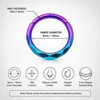 ASTM F136 Titanium Faceted Rainbow Septum Ring｜16G Hinged Clicker｜Geometric Daith Jewelry｜Hypoallergenic｜Helix Conch Rook - Image 9