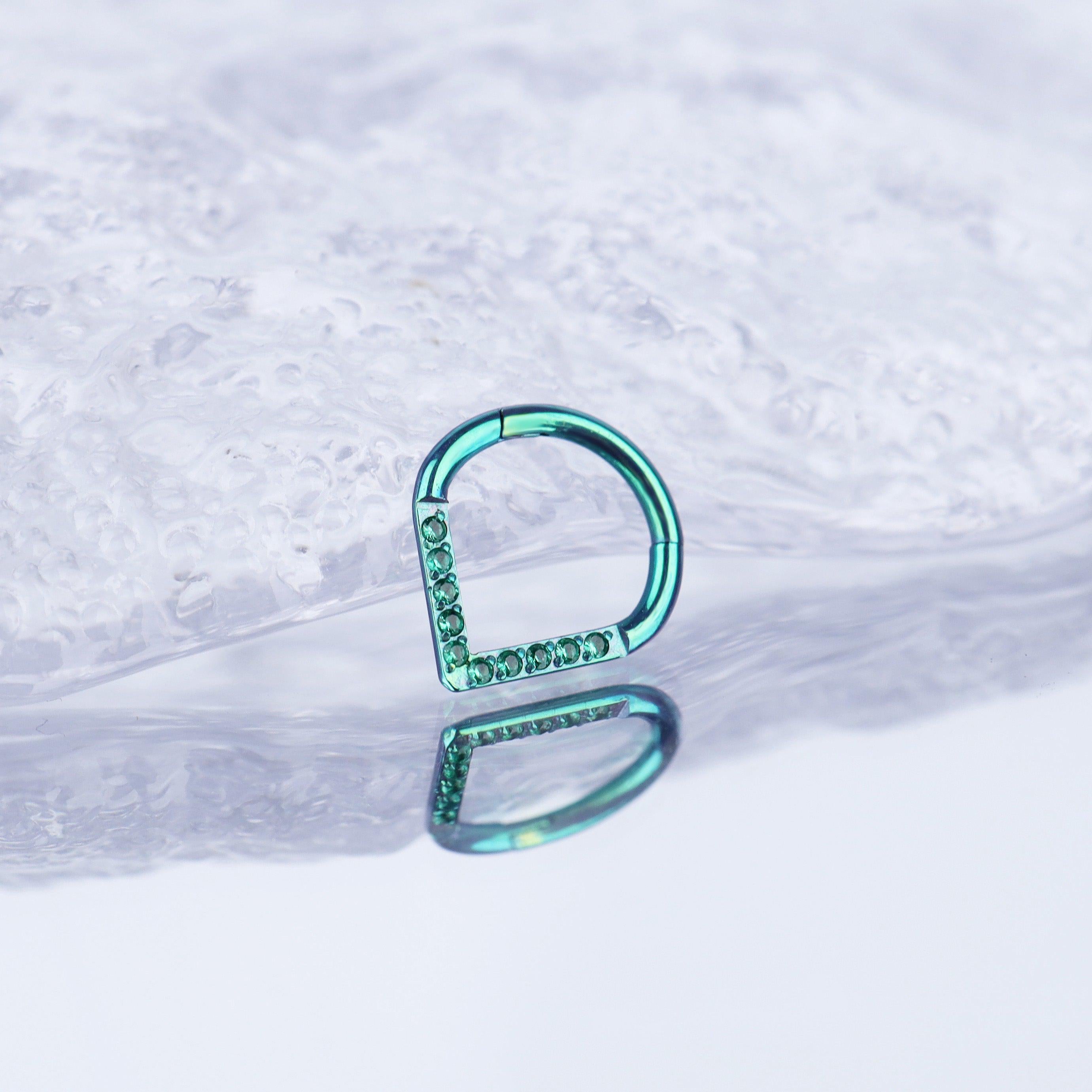 ASTM F136 Titanium CZ Teardrop Septum Ring｜16G Hinged Clicker｜Colorful Daith Jewelry｜Hypoallergenic｜Helix Conch Rook - Image 4