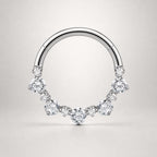 ASTM F136 Titanium Graduated CZ Septum Ring｜16G Hinged Clicker｜Sparkling Daith Jewelry｜Hypoallergenic｜Helix Conch Rook Cartilage - Image 6