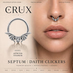 ASTM F136 Titanium Bat Wing Heart Septum Ring｜16G Hinged Clicker｜Gothic CZ Daith Jewelry｜Hypoallergenic｜Helix Conch Rook Cartilage